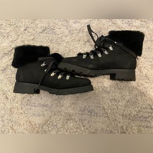 JCrew Shearling boots black size 11